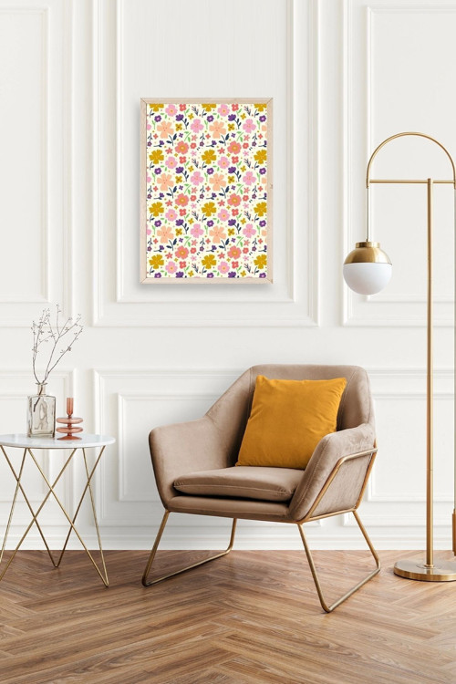 Büro Ev Ofis Dekoru için 50x70CM Tekli Ahşap Çerçeveli Çiçek Tema Tablo No699