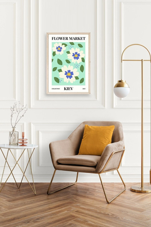 Büro Ev Ofis Dekoru için 23x30CM Tekli Ahşap Çerçeveli Çiçek Tema Tablo No301