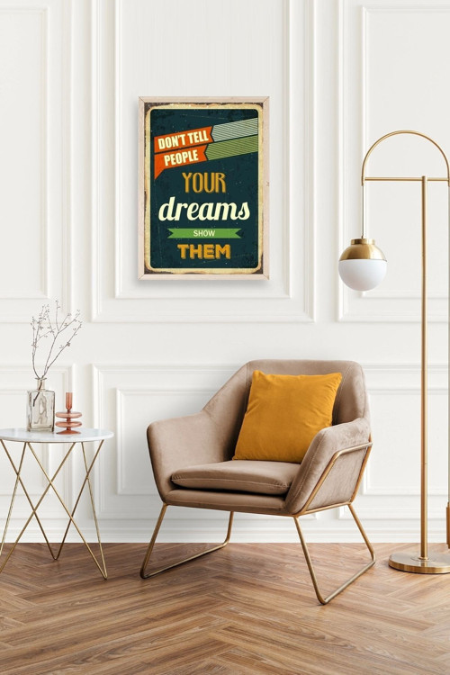Büro Ev Ofis Dekoru için 17x23CM Tekli Ahşap Çerçeveli Motto Tema Tablo No81