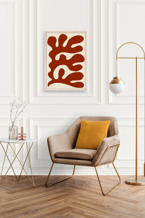Büro Ev Ofis Dekoru için 23x30CM Tekli Ahşap Çerçeveli Soyut Stil Tablo No105