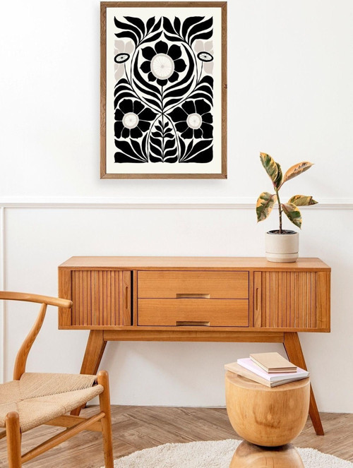 Büro Ev Ofis Dekoru için 23x30CM Tekli Ahşap Çerçeveli Desenli Tablo No21