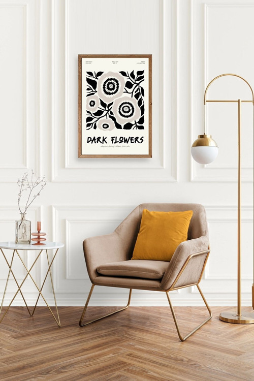 Büro Ev Ofis Dekoru için 30x42CM Tekli Ahşap Çerçeveli Çiçek Tema Tablo No439