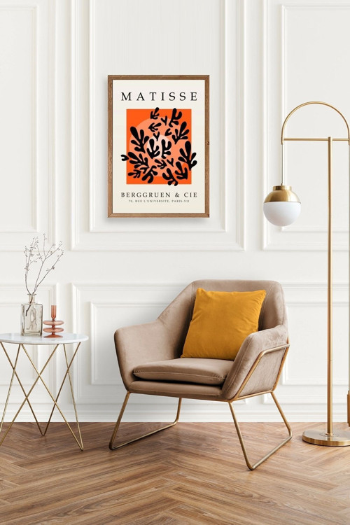 Büro Ev Ofis Dekoru için 30x42CM Tekli Ahşap Çerçeveli Yaprak Tema Tablo No143