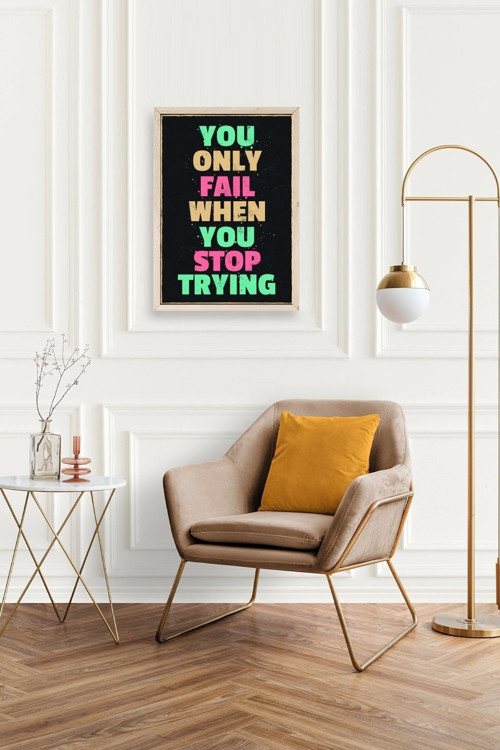 Büro Ev Ofis Dekoru için 30x42CM Tekli Ahşap Çerçeveli Motto Tema Tablo No196