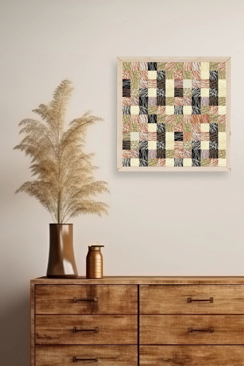 Büro Ev Ofis Dekoru için 42x42CM Tekli Ahşap Çerçeveli Soyut Stil Tablo No194