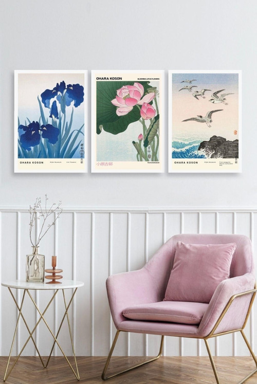 Büro Ev Ofis Dekoru için 23x30CM 3PARÇA Ahşap Çerçeveli Vazoda Çiçek Tema Tablo No2