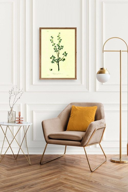 Büro Ev Ofis Dekoru için 30x42CM Tekli Ahşap Çerçeveli Yaprak Tema Tablo No153