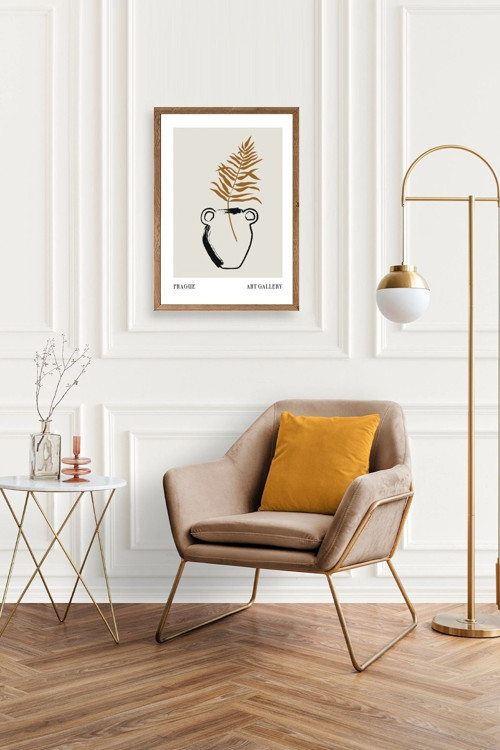 Büro Ev Ofis Dekoru için 50x70CM Tekli Ahşap Çerçeveli Vazo Tema Tablo No8