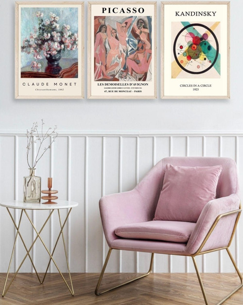 Büro Ev Ofis Dekoru için 50x70CM 3PARÇA Ahşap Çerçeveli Dünya Sanatı Tablo No115