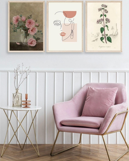 Büro Ev Ofis Dekoru için 23x30CM 3PARÇA Ahşap Çerçeveli Çiçek Tema Tablo No41