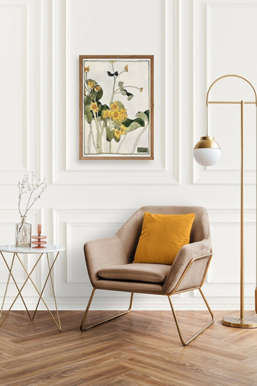 Büro Ev Ofis Dekoru için 17x23CM Tekli Ahşap Çerçeveli MMarigold Tablo No1
