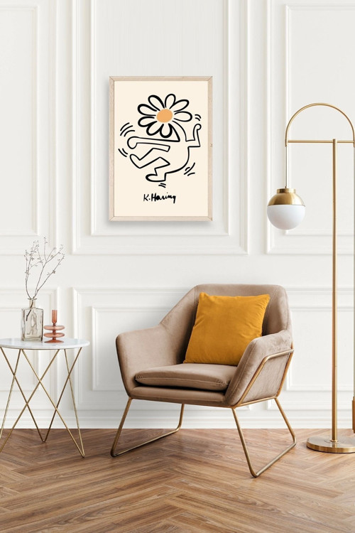 Büro Ev Ofis Dekoru için 50x70CM Tekli Ahşap Çerçeveli KHaring Tablo No8