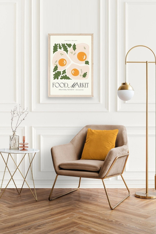 Büro Ev Ofis Dekoru için 23x30CM Tekli Ahşap Çerçeveli Yumurta Tema Tablo No4