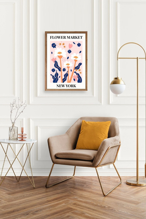 Büro Ev Ofis Dekoru için 30x42CM Tekli Ahşap Çerçeveli Çiçek Tema Tablo No453