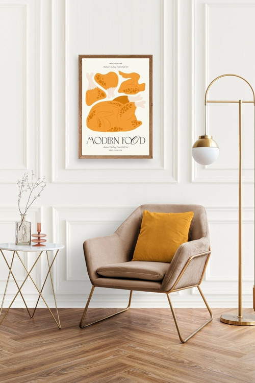 Büro Ev Ofis Dekoru için 23x30CM Tekli Ahşap Çerçeveli Tavuk Tema Tablo No3