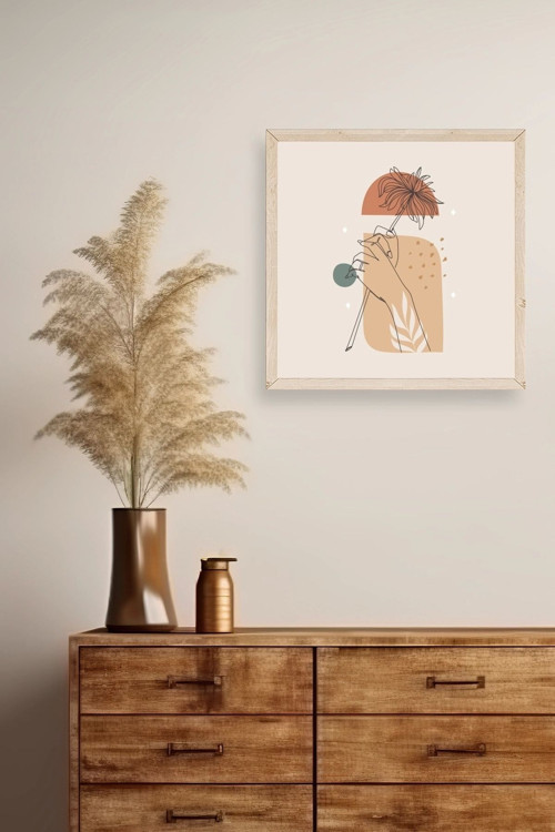Büro Ev Ofis Dekoru için 23x23CM Tekli Ahşap Çerçeveli Modern Tema Tablo No62