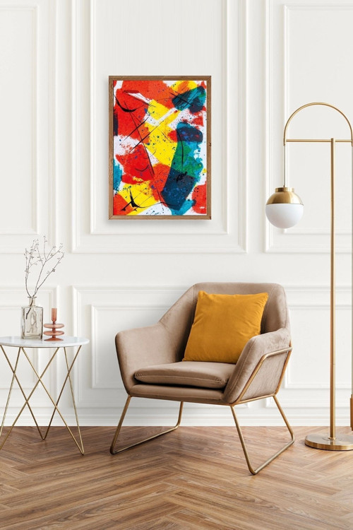 Büro Ev Ofis Dekoru için 23x30CM Tekli Ahşap Çerçeveli Modern Stil Tablo No4