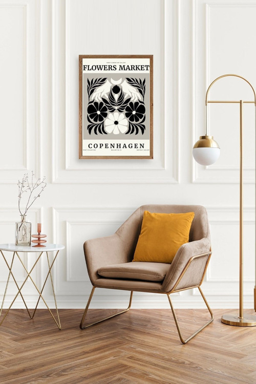 Büro Ev Ofis Dekoru için 50x70CM Tekli Ahşap Çerçeveli Çiçek Tema Tablo No649