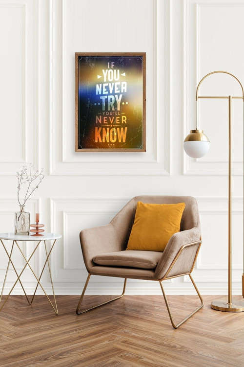 Büro Ev Ofis Dekoru için 17x23CM Tekli Ahşap Çerçeveli Motto Tema Tablo No16