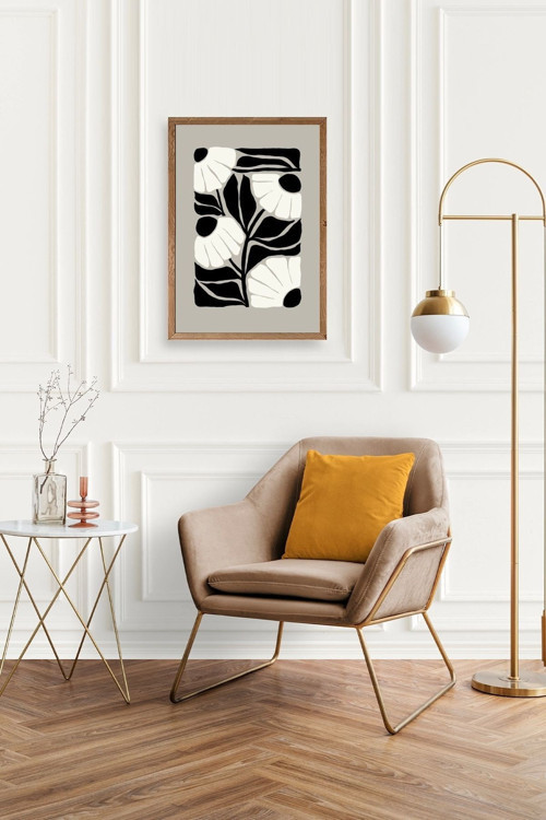 Büro Ev Ofis Dekoru için 30x42CM Tekli Ahşap Çerçeveli Çiçek Tema Tablo No457