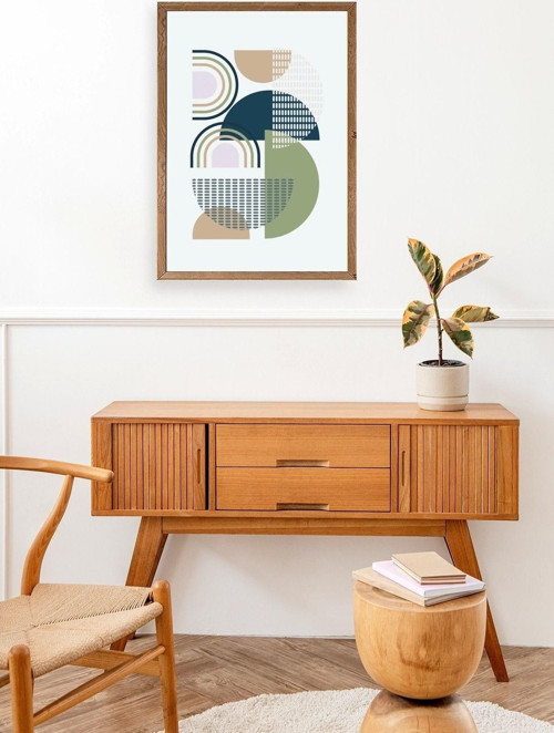 Büro Ev Ofis Dekoru için 17x23CM Tekli Ahşap Çerçeveli Soyut Stil Tablo No13