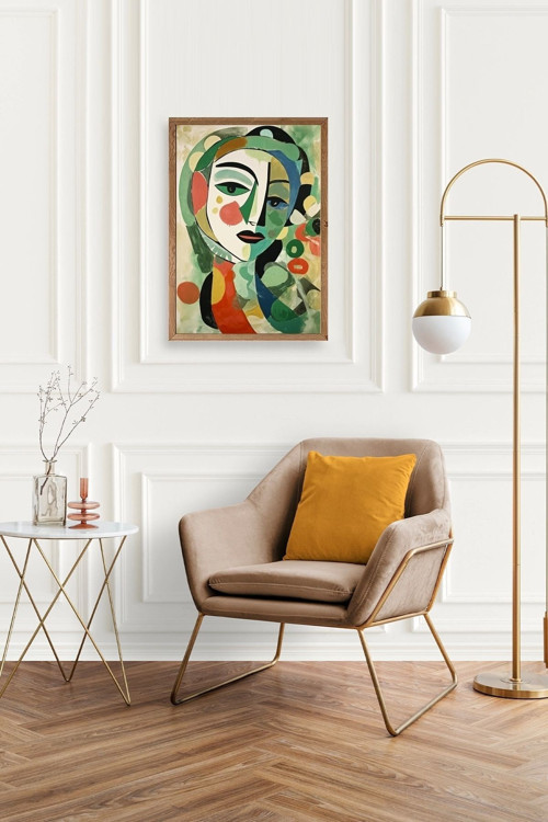 Büro Ev Ofis Dekoru için 30x42CM Tekli Ahşap Çerçeveli Soyut Stil Tablo No135