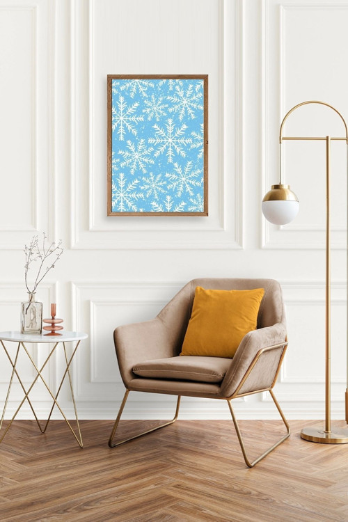 Büro Ev Ofis Dekoru için 23x30CM Tekli Ahşap Çerçeveli Kartopu Tema Tablo No3