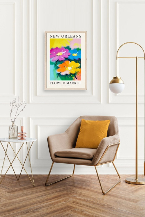 Büro Ev Ofis Dekoru için 50x70CM Tekli Ahşap Çerçeveli Çiçek Tema Tablo No670