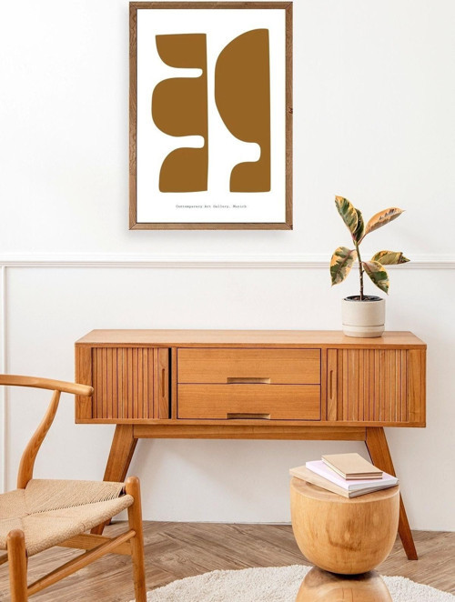 Büro Ev Ofis Dekoru için 30x42CM Tekli Ahşap Çerçeveli Soyut Stil Tablo No138