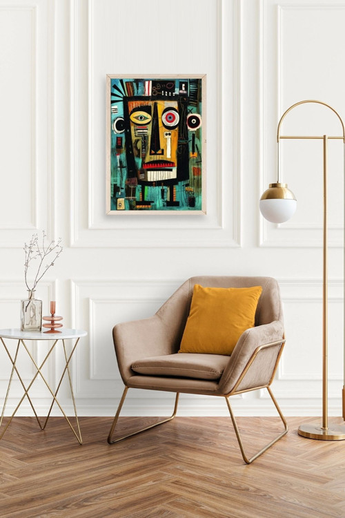 Büro Ev Ofis Dekoru için 50x70CM Tekli Ahşap Çerçeveli Soyut Stil Tablo No228