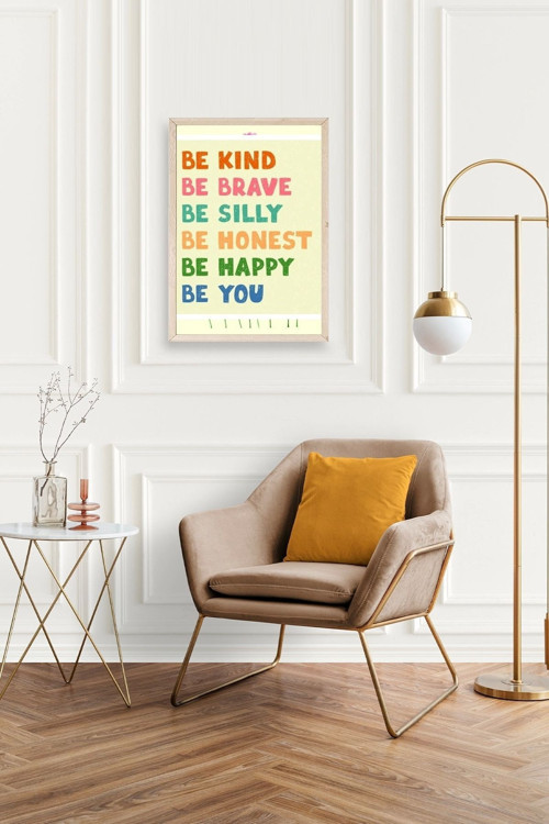 Büro Ev Ofis Dekoru için 17x23CM Tekli Ahşap Çerçeveli Motto Tema Tablo No62