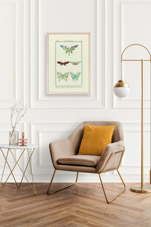 Büro Ev Ofis Dekoru için 23x30CM Tekli Ahşap Çerçeveli Kelebek Tema Tablo No3
