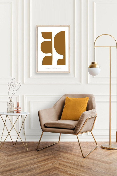 Büro Ev Ofis Dekoru için 23x30CM Tekli Ahşap Çerçeveli Soyut Stil Tablo No104