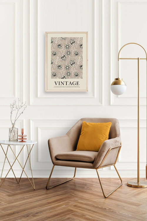 Büro Ev Ofis Dekoru için 23x30CM Tekli Ahşap Çerçeveli Retro Tema Tablo No4