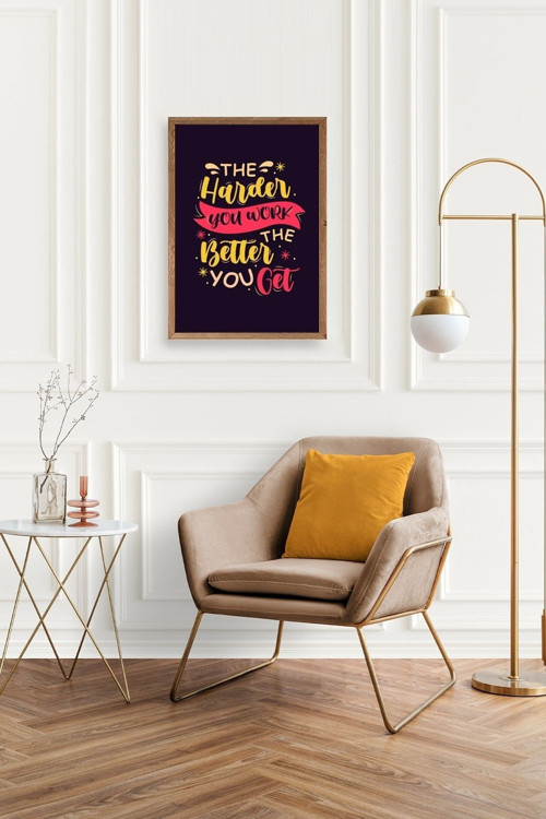 Büro Ev Ofis Dekoru için 23x30CM Tekli Ahşap Çerçeveli Motto Tema Tablo No109