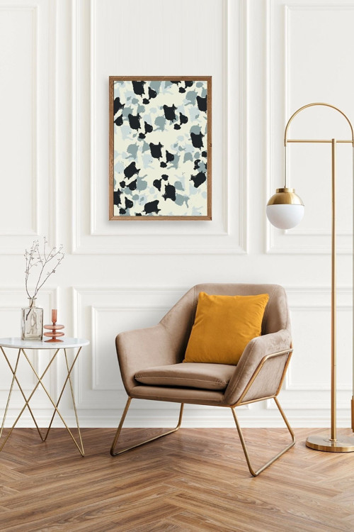 Büro Ev Ofis Dekoru için 30x42CM Tekli Ahşap Çerçeveli Desenli Tablo No37