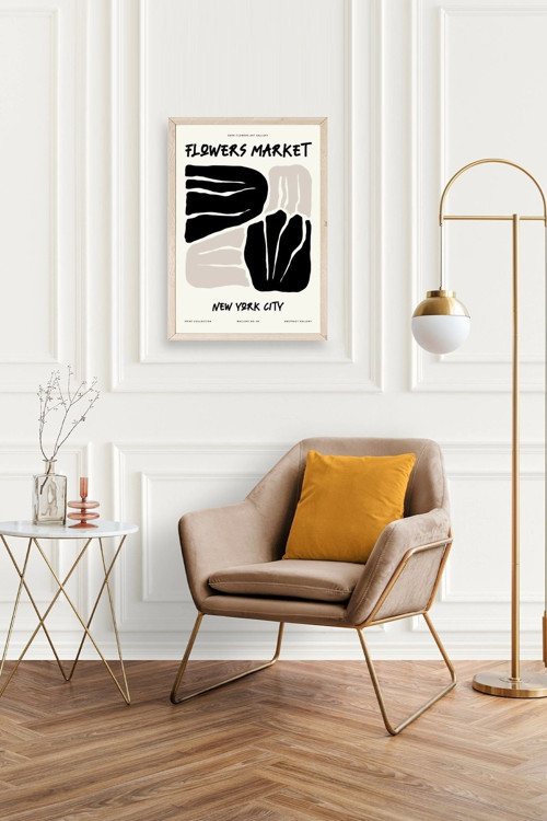 Büro Ev Ofis Dekoru için 50x70CM Tekli Ahşap Çerçeveli Çiçek Tema Tablo No711