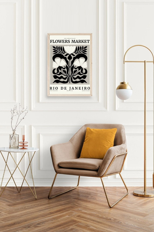 Büro Ev Ofis Dekoru için 30x42CM Tekli Ahşap Çerçeveli Çiçek Tema Tablo No426