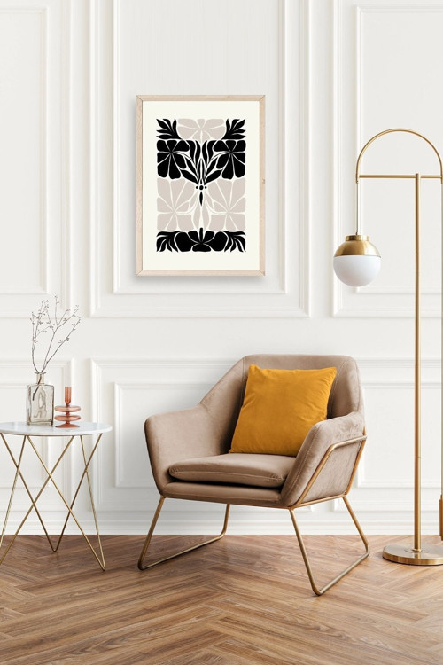 Büro Ev Ofis Dekoru için 23x30CM Tekli Ahşap Çerçeveli Çiçek Tema Tablo No290