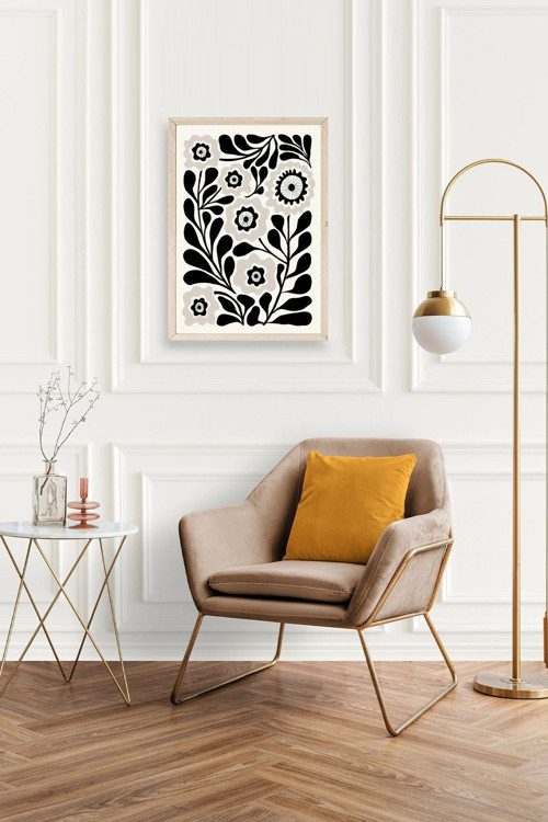 Büro Ev Ofis Dekoru için 30x42CM Tekli Ahşap Çerçeveli Çiçek Tema Tablo No380