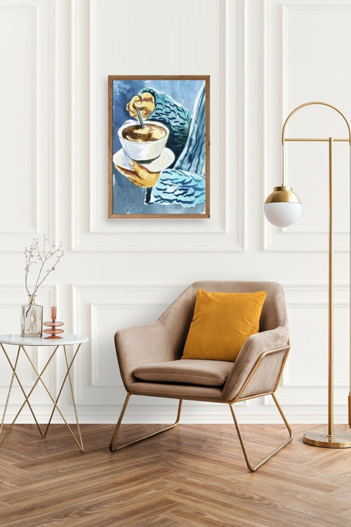 Büro Ev Ofis Dekoru için 23x30CM Tekli Ahşap Çerçeveli Coffe Tema Tablo No13