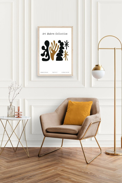 Büro Ev Ofis Dekoru için 17x23CM Tekli Ahşap Çerçeveli Soyut Stil Tablo No38