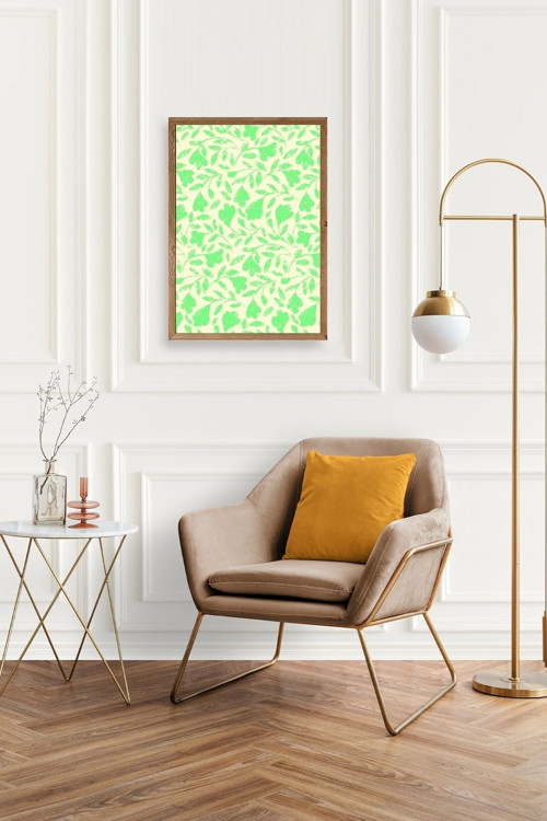 Büro Ev Ofis Dekoru için 30x42CM Tekli Ahşap Çerçeveli Yaprak Tema Tablo No151