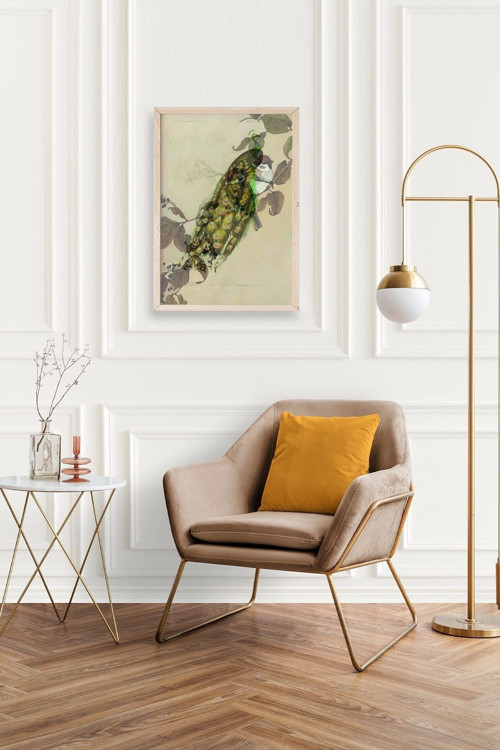 Büro Ev Ofis Dekoru için 17x23CM Tekli Ahşap Çerçeveli Kuş Tema Tablo No38