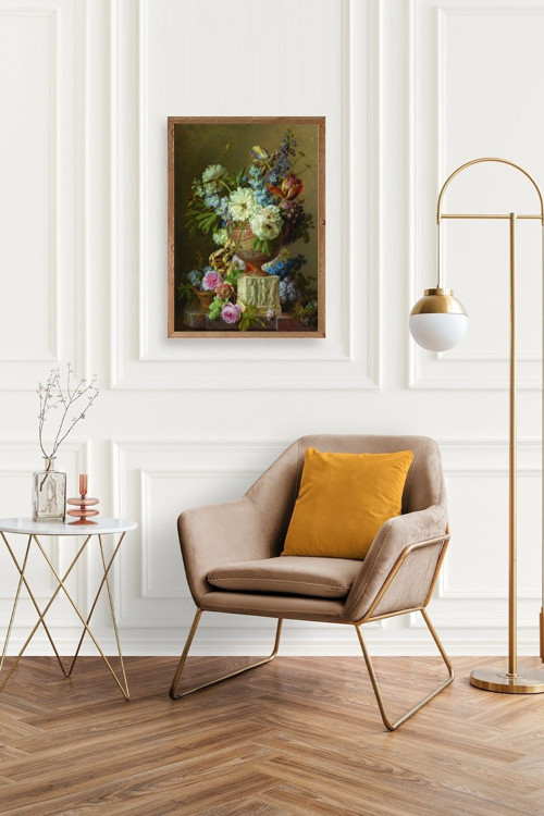 Büro Ev Ofis Dekoru için 17x23CM Tekli Ahşap Çerçeveli Çiçek Tema Tablo No766