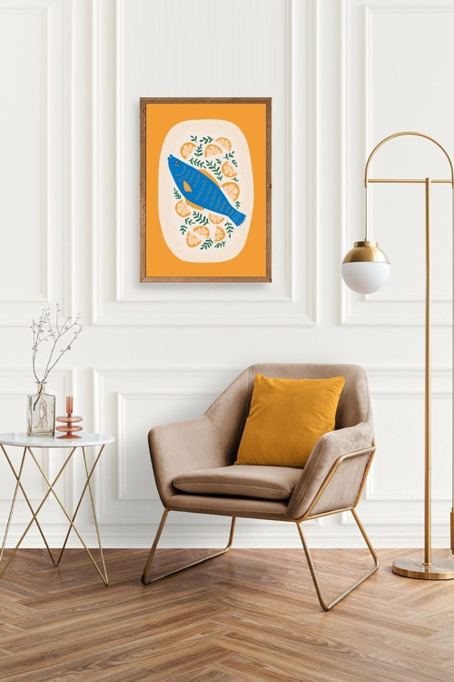 Büro Ev Ofis Dekoru için 17x23CM Tekli Ahşap Balık Tema Tablo No1