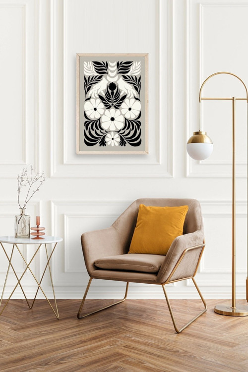 Büro Ev Ofis Dekoru için 17x23CM Tekli Ahşap Çerçeveli Çiçek Tema Tablo No128