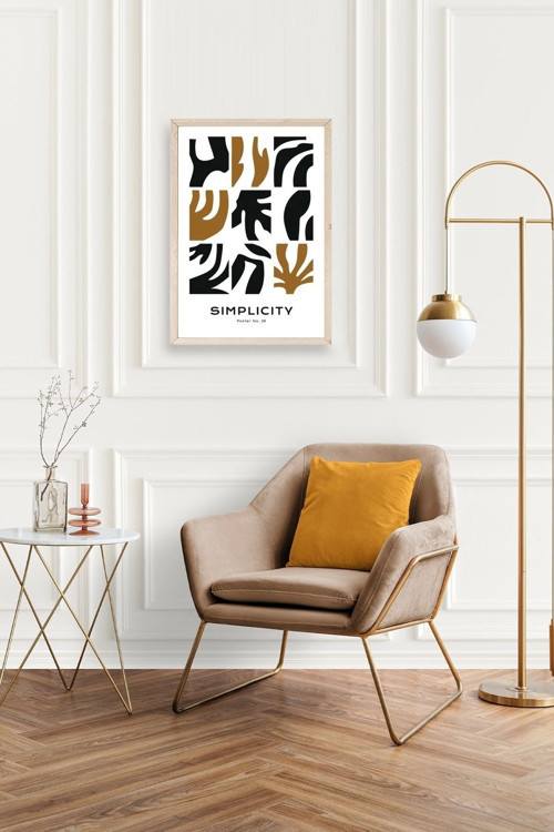 Büro Ev Ofis Dekoru için 17x23CM Tekli Ahşap Çerçeveli Soyut Tema Poster Tablo No2