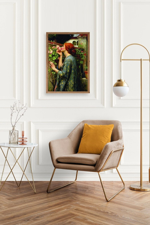 Büro Ev Ofis Dekoru için 17x23CM Tekli Ahşap Çerçeveli Kadın Tema Tablo No3