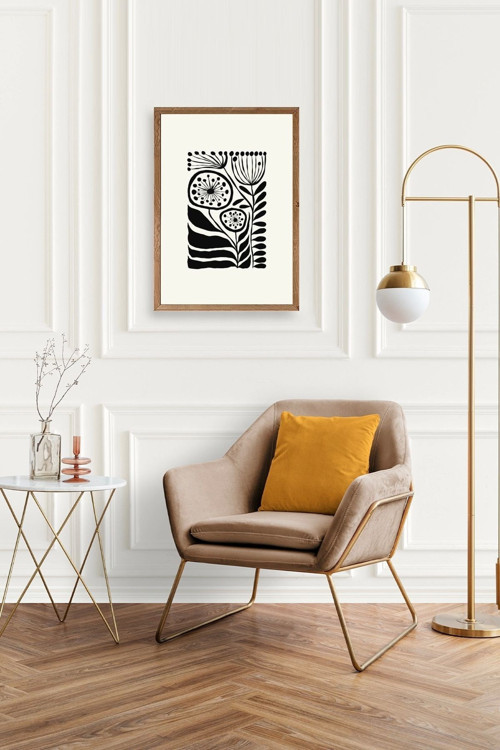 Büro Ev Ofis Dekoru için 50x70CM Tekli Ahşap Çerçeveli Çiçek Tema Tablo No720